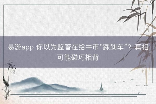 易游app 你以为监管在给牛市“踩刹车”？真相可能碰巧相背