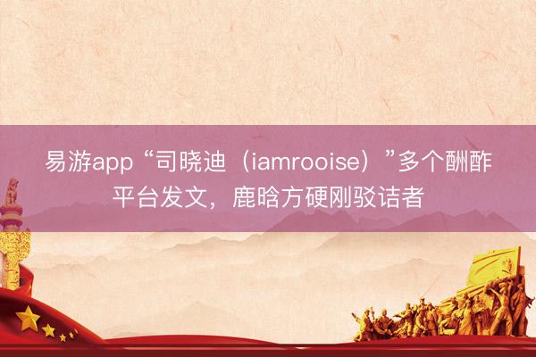 易游app “司晓迪（iamrooise）”多个酬酢平台发文，鹿晗方硬刚驳诘者