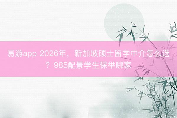 易游app 2026年，新加坡硕士留学中介怎么选？985配景学生保举哪家