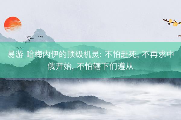 易游 哈梅内伊的顶级机灵: 不怕赴死， 不再求中俄开始， 不怕辖下们遵从