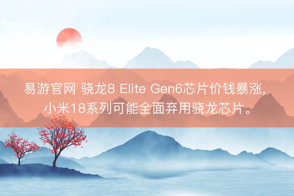 易游官网 骁龙8 Elite Gen6芯片价钱暴涨, 小米18系列可能全面弃用骁龙芯片。