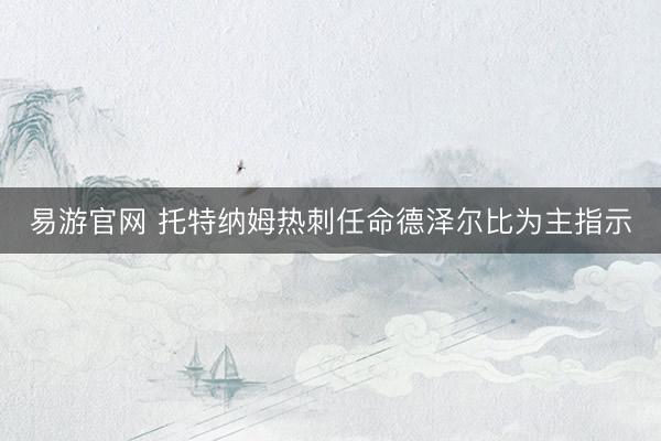 易游官网 托特纳姆热刺任命德泽尔比为主指示