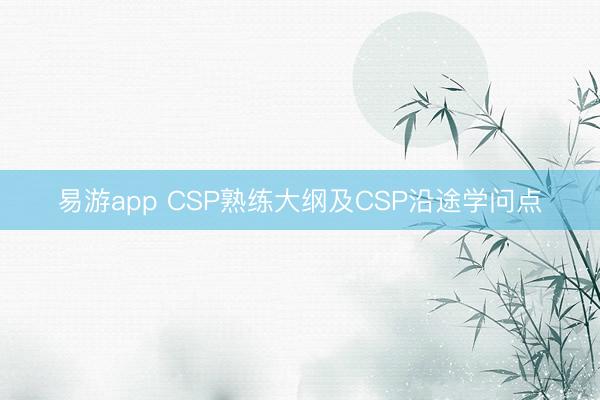易游app CSP熟练大纲及CSP沿途学问点