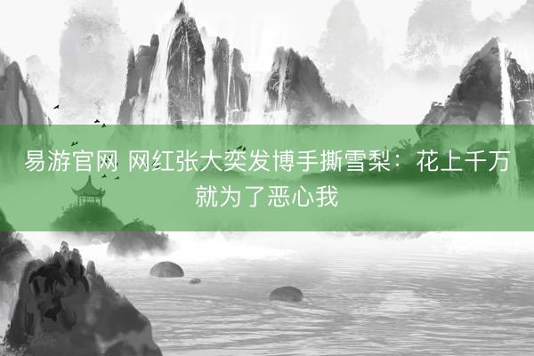 易游官网 网红张大奕发博手撕雪梨：花上千万就为了恶心我