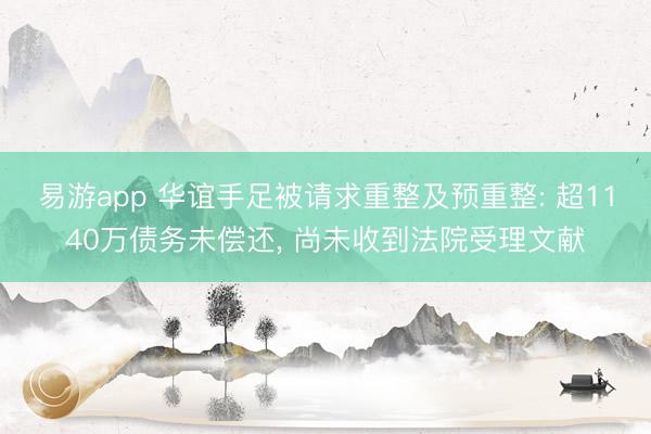 易游app 华谊手足被请求重整及预重整: 超1140万债务未偿还, 尚未收到法院受理文献