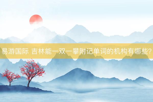 易游国际 吉林能一双一攀附记单词的机构有哪些？