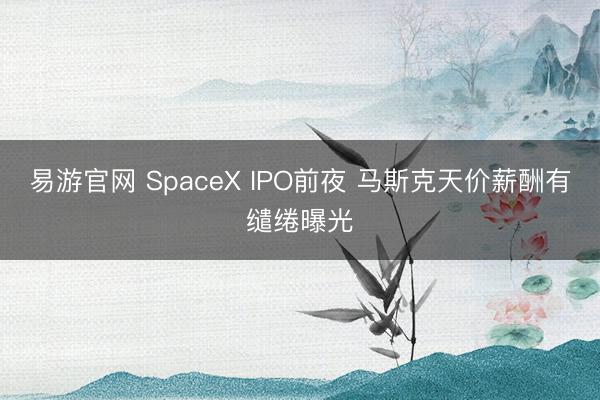 易游官网 SpaceX IPO前夜 马斯克天价薪酬有缱绻曝光