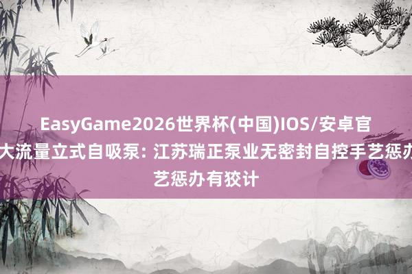 EasyGame2026世界杯(中国)IOS/安卓官方下载 大流量立式自吸泵: 江苏瑞正泵业无密封自控手艺惩办有狡计