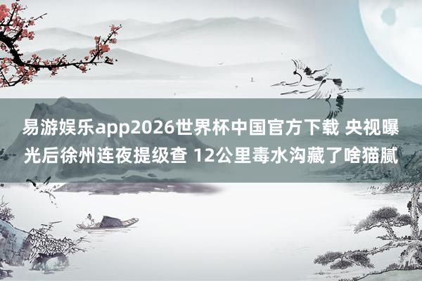 易游娱乐app2026世界杯中国官方下载 央视曝光后徐州连夜提级查 12公里毒水沟藏了啥猫腻