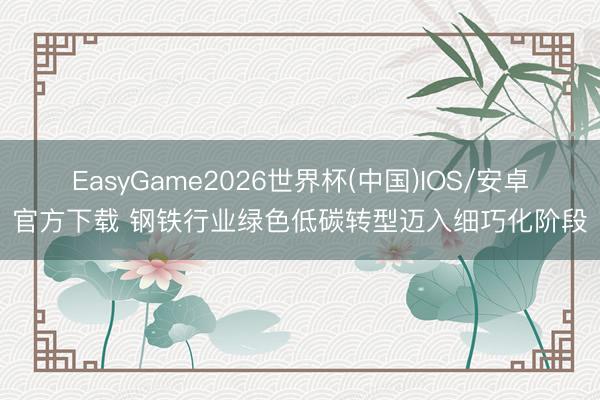 EasyGame2026世界杯(中国)IOS/安卓官方下载 钢铁行业绿色低碳转型迈入细巧化阶段