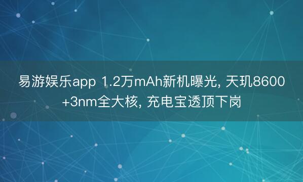 易游娱乐app 1.2万mAh新机曝光, 天玑8600+3nm全大核, 充电宝透顶下岗