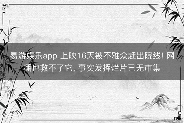 易游娱乐app 上映16天被不雅众赶出院线! 网播也救不了它, 事实发挥烂片已无市集