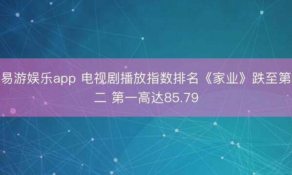 易游娱乐app 电视剧播放指数排名《家业》跌至第二 第一高达85.79