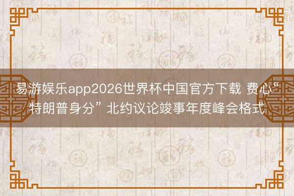 易游娱乐app2026世界杯中国官方下载 费心“特朗普身分” 北约议论竣事年度峰会格式