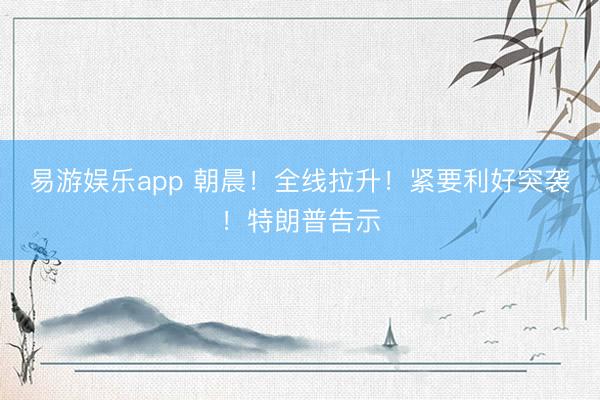 易游娱乐app 朝晨！全线拉升！紧要利好突袭！特朗普告示